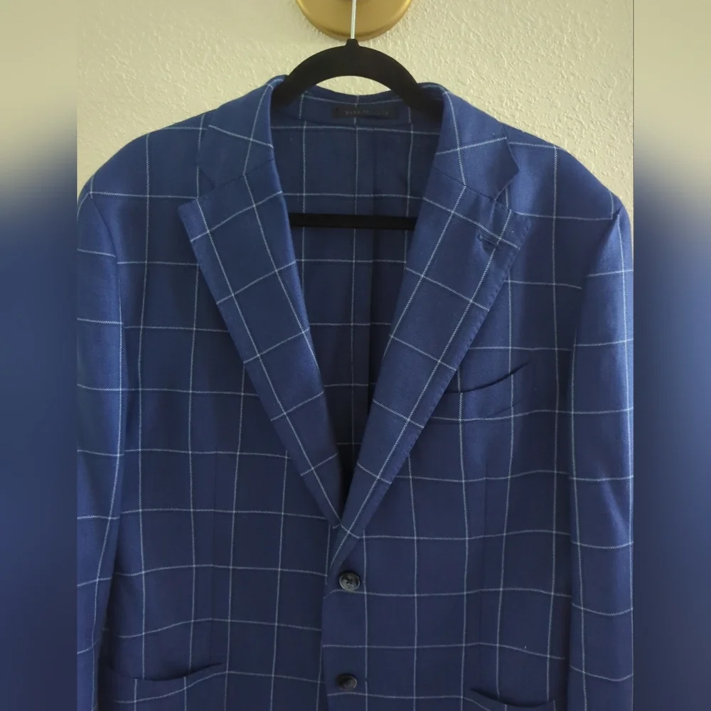 L.B.M. 1911 Italian Wool Silk Viscose Windowpane Blazer Sport Coat  56R
